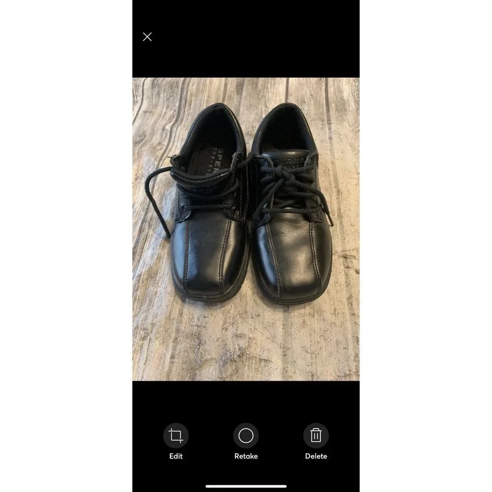 Boys black‎ sperry size 11 M Nathaniel In good condition leather uppers made in